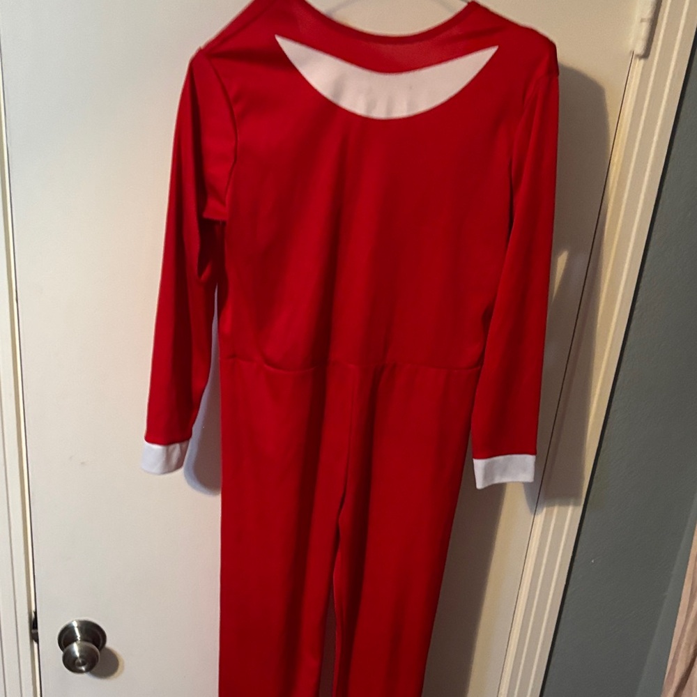 XS-S adult Elf or Sonic the Hedgehog Red Long Sleeve Jumpsuit callouts